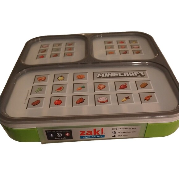 Zak Designs Minecraft 27oz Plastic Ultra Slim Lunch Snack Container Bento Box - Picture 4 of 6